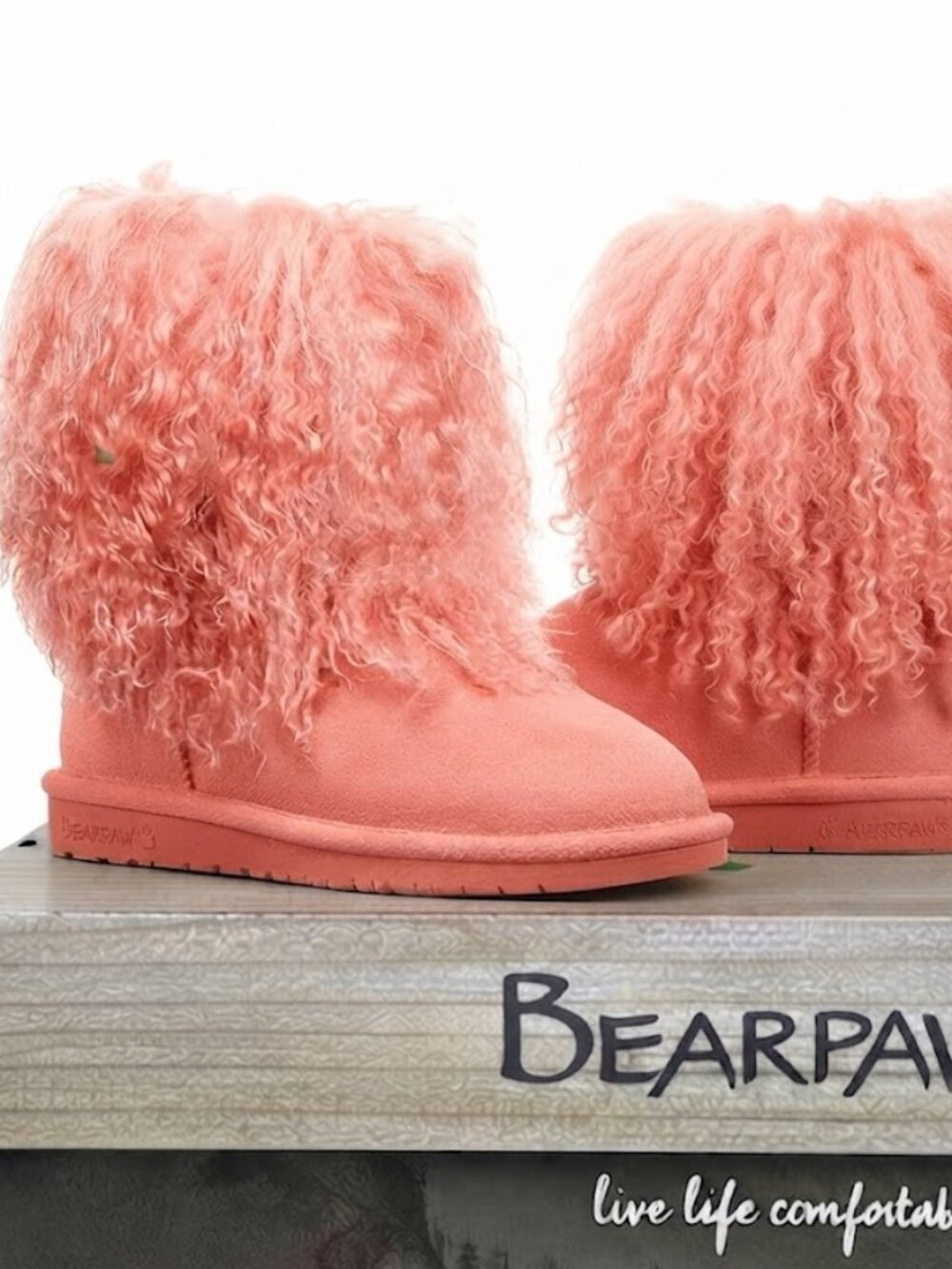 Bearpaw Boo Pink Raspberry Shearling Curly Lamb Fur Boho Sherpa Boots 7 NEW